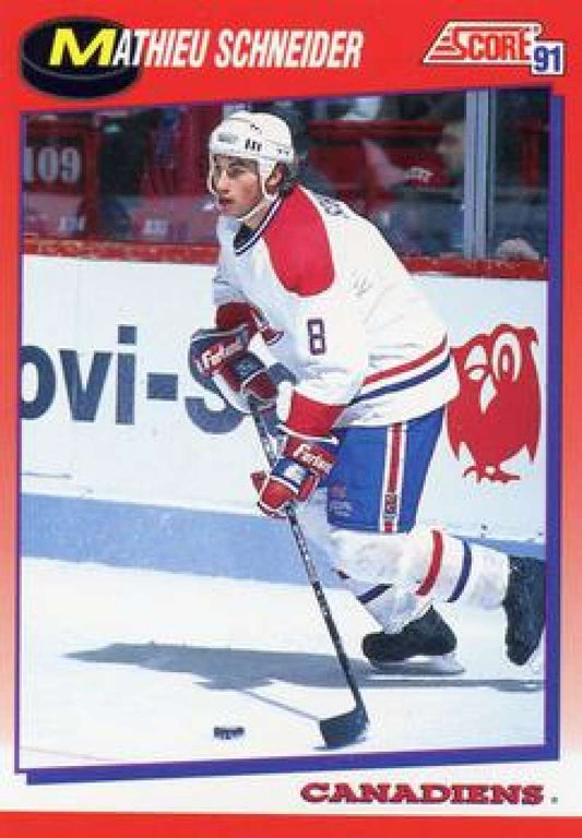 1991-92 Score Canadian Bilingual #105 Mathieu Schneider  Montreal Canadiens  Image 1
