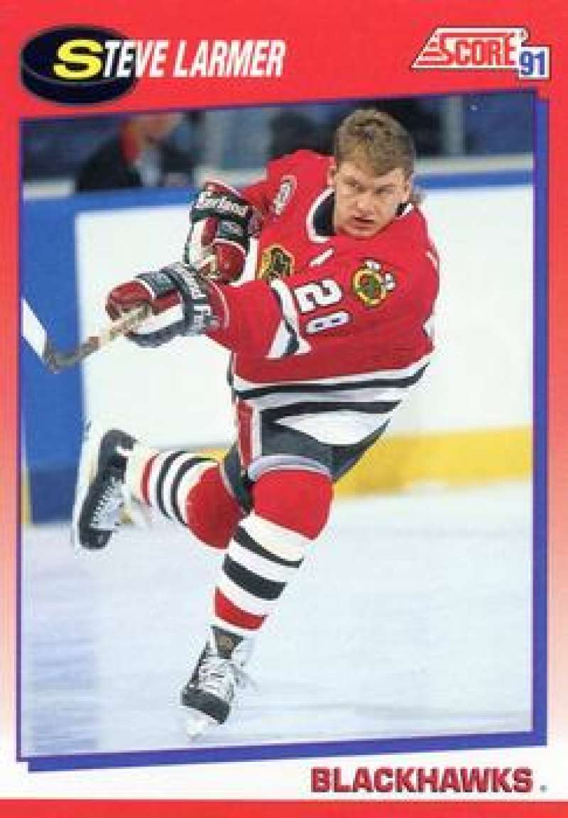 1991-92 Score Canadian Bilingual #140 Steve Larmer  Chicago Blackhawks  Image 1