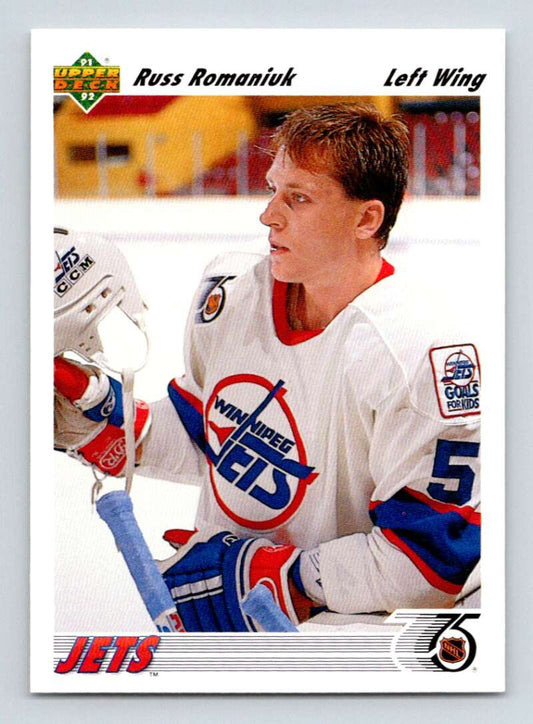 1991-92 Upper Deck #46 Russ Romaniuk  RC Rookie Winnipeg Jets  Image 1