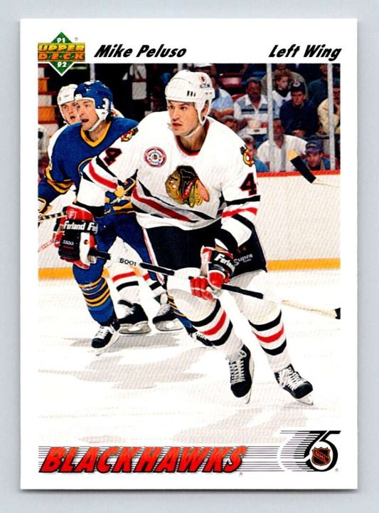 1991-92 Upper Deck #414 Mike Peluso  RC Rookie Chicago Blackhawks  Image 1