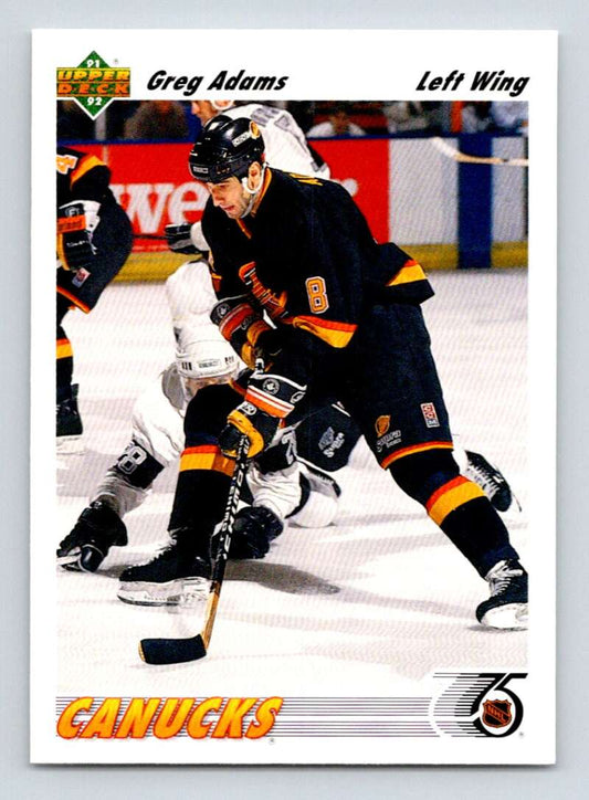 1991-92 Upper Deck #426 Greg Adams  Vancouver Canucks  Image 1