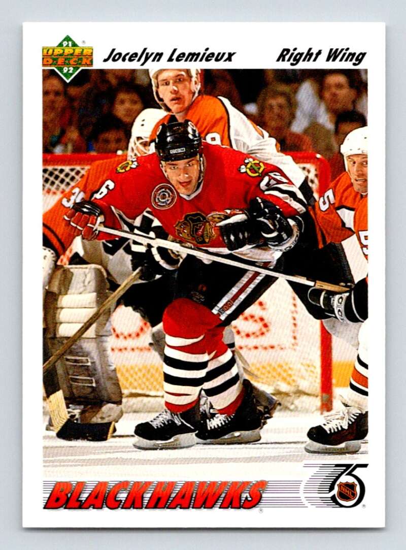 1991-92 Upper Deck #438 Jocelyn Lemieux  Chicago Blackhawks  Image 1