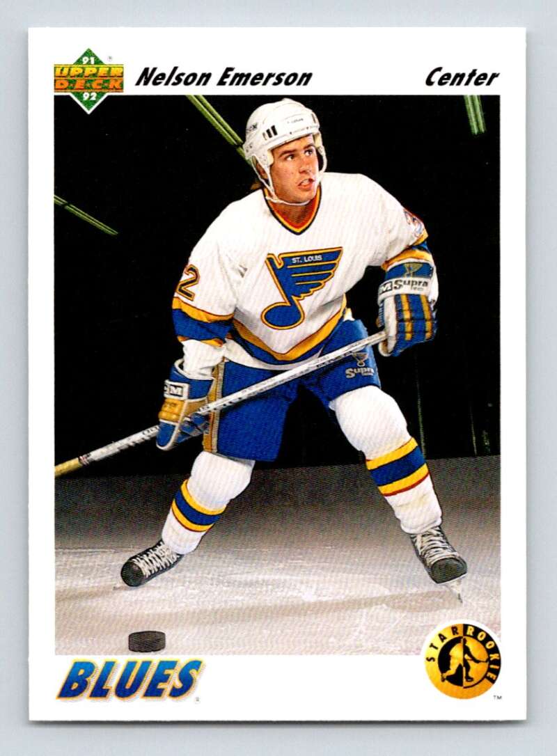 1991-92 Upper Deck #445 Nelson Emerson SR  RC Rookie St. Louis Blues  Image 1