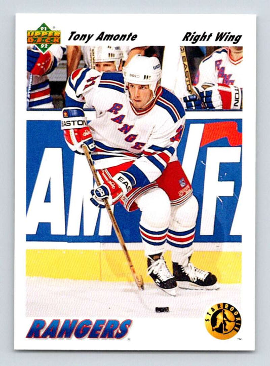 1991-92 Upper Deck #450 Tony Amonte SR  RC Rookie New York Rangers  Image 1