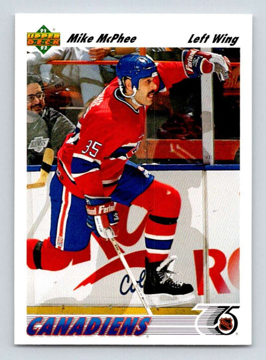 1991-92 Upper Deck #487 Mike McPhee  Montreal Canadiens  Image 1