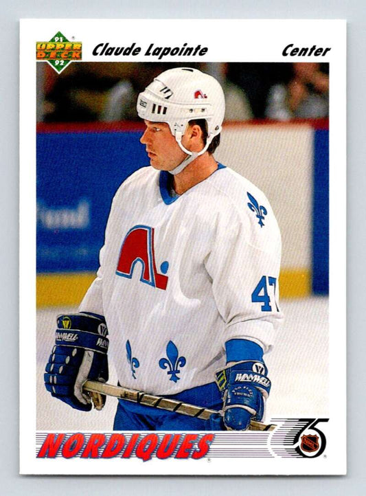 1991-92 Upper Deck #488 Claude Lapointe  RC Rookie Quebec Nordiques  Image 1