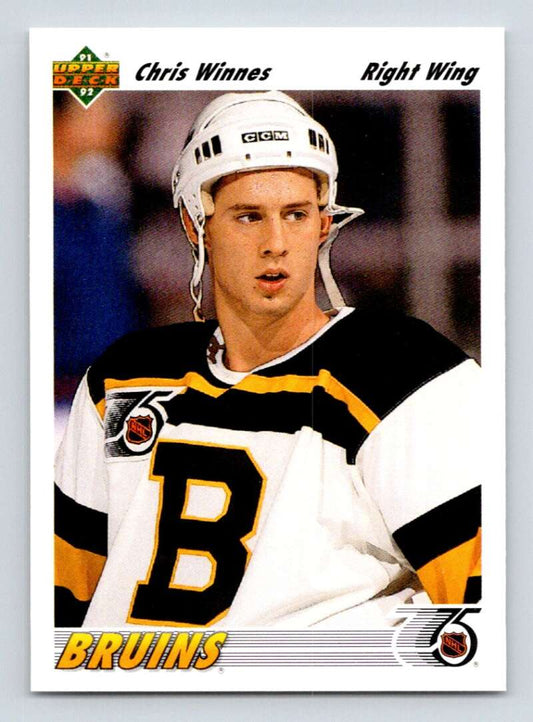1991-92 Upper Deck #514 Chris Winnes  RC Rookie Boston Bruins  Image 1