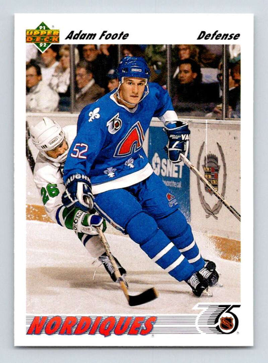 1991-92 Upper Deck #529 Adam Foote  RC Rookie Quebec Nordiques  Image 1