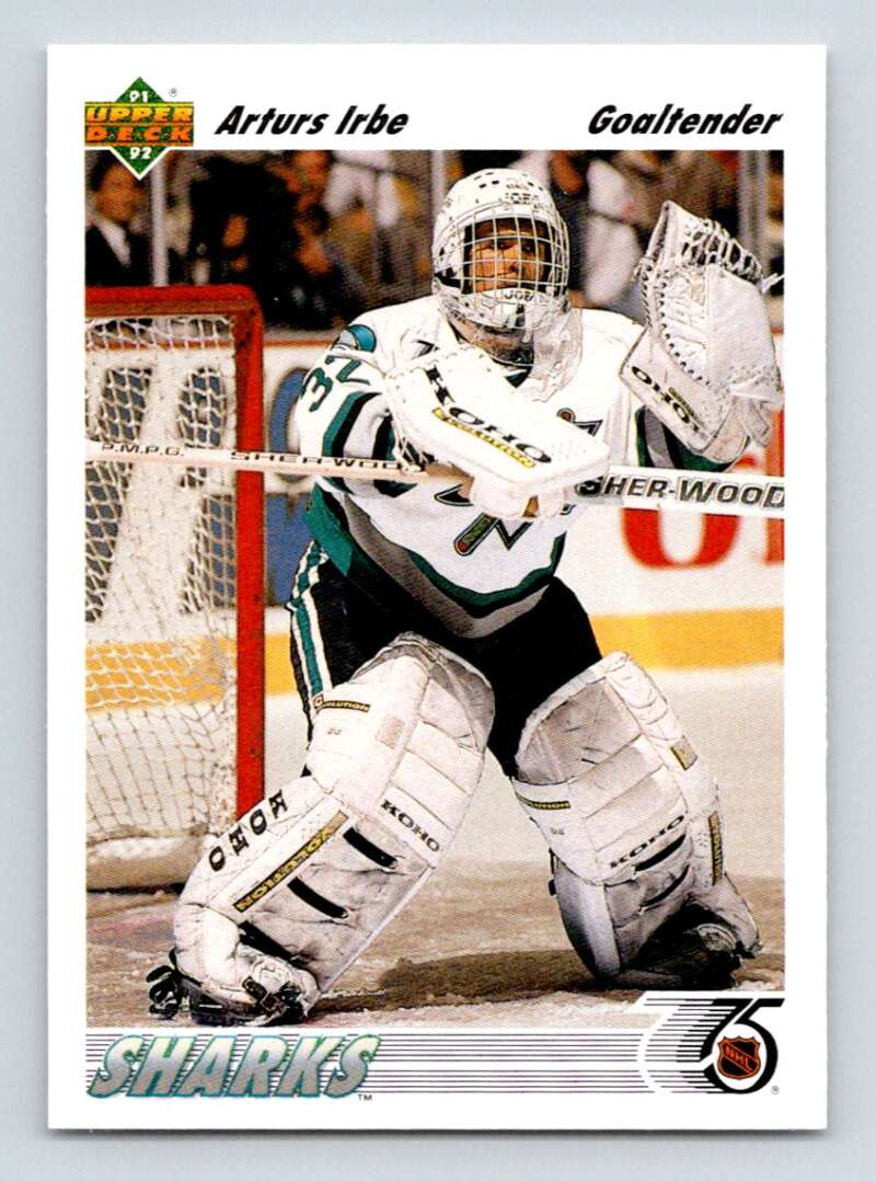 1991-92 Upper Deck #532 Arturs Irbe  San Jose Sharks  Image 1