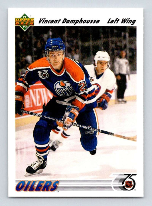 1991-92 Upper Deck #535 Vincent Damphousse  Edmonton Oilers  Image 1
