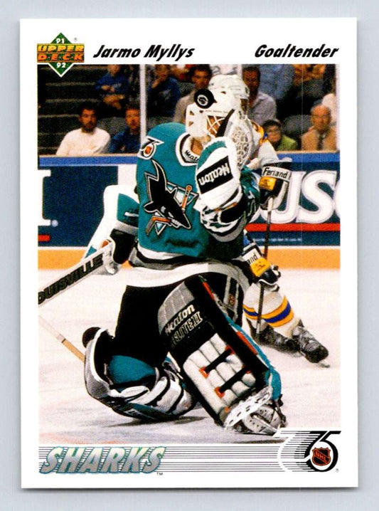 1991-92 Upper Deck #537 Jarmo Myllys  San Jose Sharks  Image 1