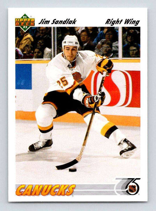 1991-92 Upper Deck #577 Jim Sandlak  Vancouver Canucks  Image 1
