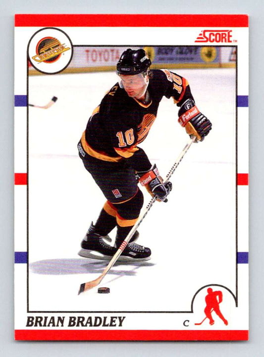 1990-91 Score Canadian Hockey #198 Brian Bradley  Vancouver Canucks  Image 1