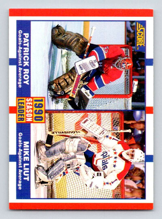1990-91 Score Canadian Hockey #354 Mike Liut/Patrick Roy LL  Washington Capitals  Image 1