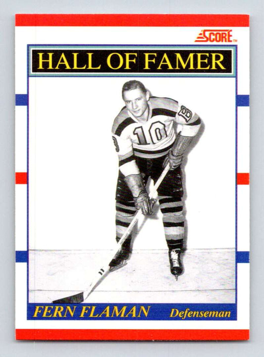 1990-91 Score Canadian Hockey #357 Fern Flaman HOF   Image 1