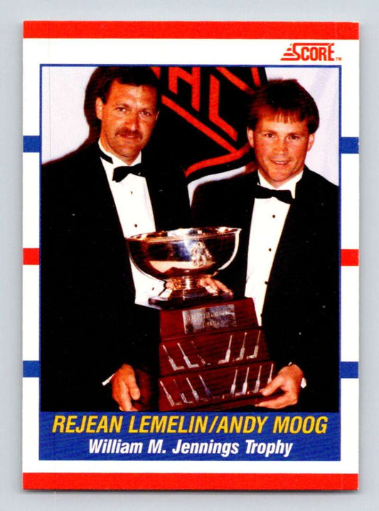 1990-91 Score Canadian Hockey #365 Rejean Lemelin/Andy Moog  Boston Bruins  Image 1