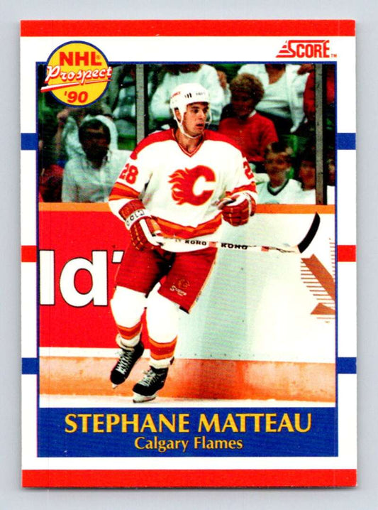 1990-91 Score Canadian Hockey #381 Stephane Matteau  RC Rookie Calgary Flames  Image 1