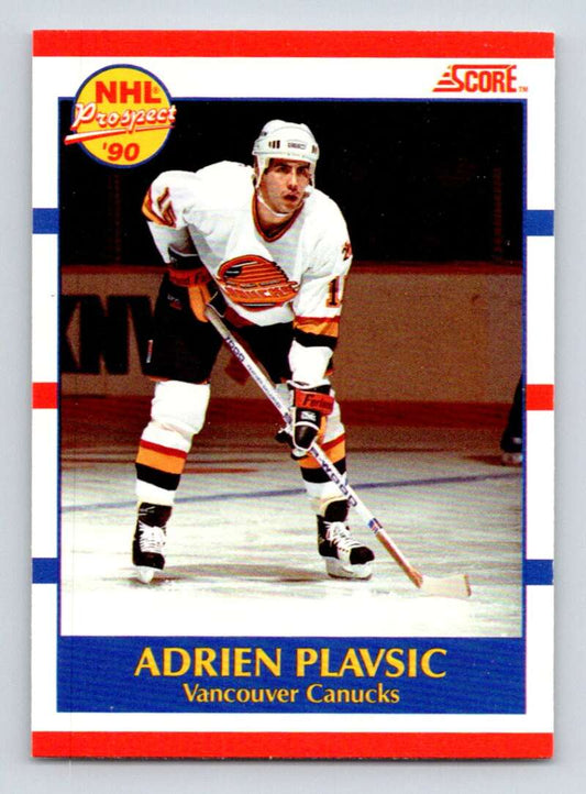 1990-91 Score Canadian Hockey #394 Adrien Plavsic  Vancouver Canucks  Image 1