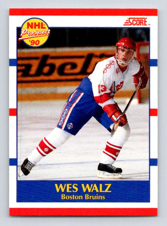 1990-91 Score Canadian Hockey #418 Wes Walz  RC Rookie Boston Bruins  Image 1