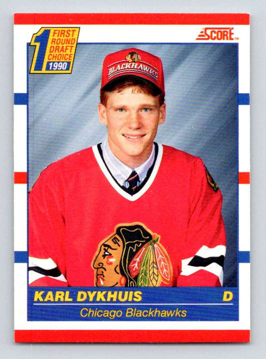 1990-91 Score Canadian Hockey #437 Karl Dykhuis  RC Rookie Chicago Blackhawks  Image 1