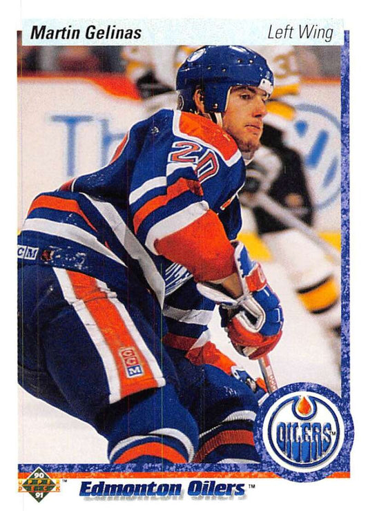1990-91 Upper Deck Hockey  #23 Martin Gelinas  RC Rookie Edmonton Oilers  Image 1