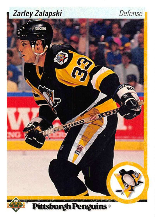 1990-91 Upper Deck Hockey  #33 Zarley Zalapski  Pittsburgh Penguins  Image 1