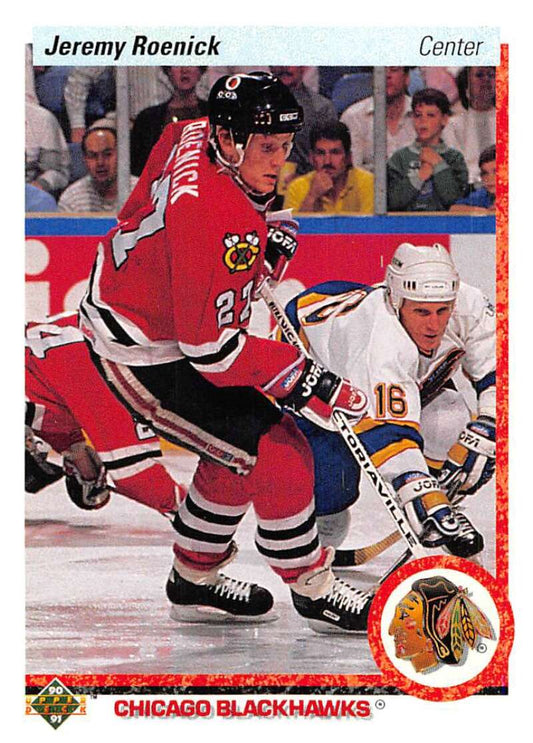 1990-91 Upper Deck Hockey  #63 Jeremy Roenick  RC Rookie Chicago Blackhawks  Image 1