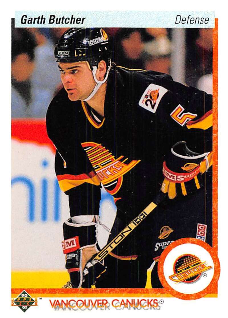 1990-91 Upper Deck Hockey  #98 Garth Butcher  Vancouver Canucks  Image 1