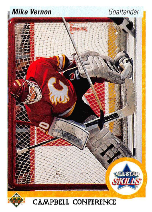 1990-91 Upper Deck Hockey  #495 Mike Vernon AS  Calgary Flames  Image 1
