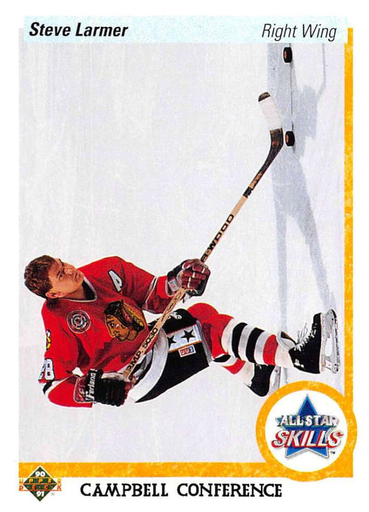 1990-91 Upper Deck Hockey  #499 Steve Larmer AS  Chicago Blackhawks  Image 1