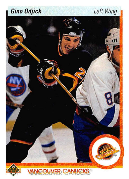 1990-91 Upper Deck Hockey  #518 Gino Odjick  RC Rookie Vancouver Canucks  Image 1