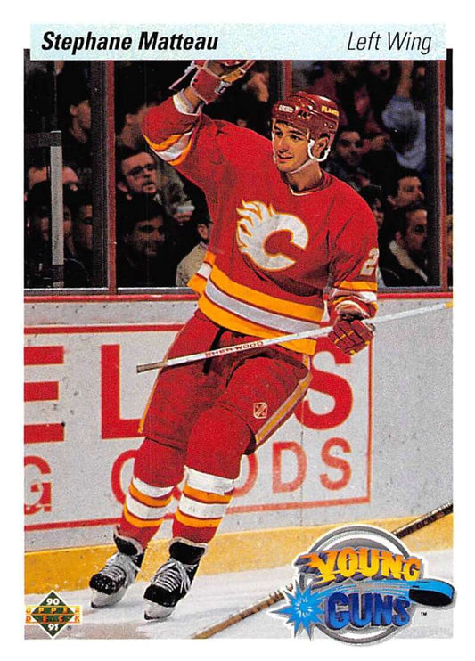 1990-91 Upper Deck Hockey  #535 Stephane Matteau  RC Rookie Calgary Flames  Image 1