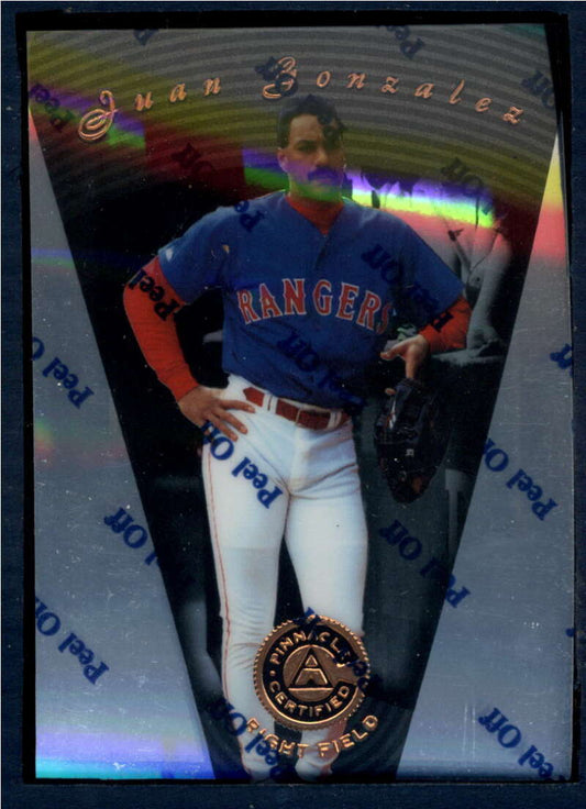 1997 Pinnacle Certified Baseball #69 Juan Gonzalez  Texas Rangers  V86535 Image 1
