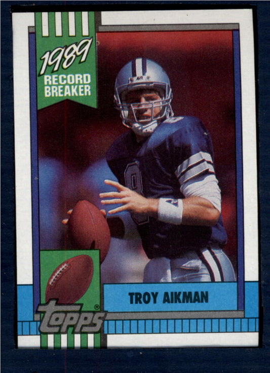 1990 Topps Football #3 Troy Aikman RB  Dallas Cowboys  Image 1