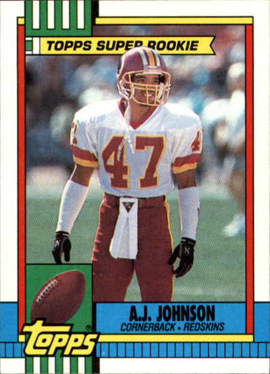 1990 Topps Football #124 A.J. Johnson SR  RC Rookie Washington Redskins  Image 1