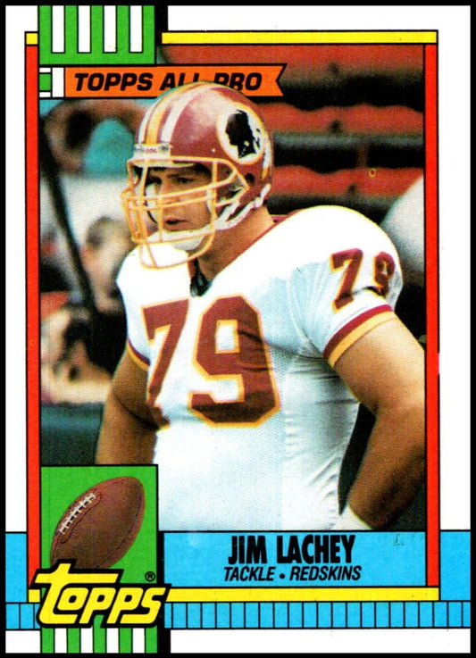 1990 Topps Football #129 Jim Lachey AP  Washington Redskins  Image 1