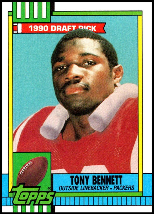 1990 Topps Football #138 Tony Bennett DPK  RC Rookie Green Bay Packers  Image 1