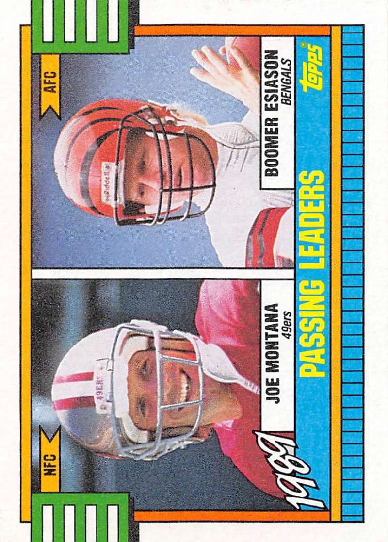 1990 Topps Football #229 Joe Montana/Boomer Esiason LL  Image 1