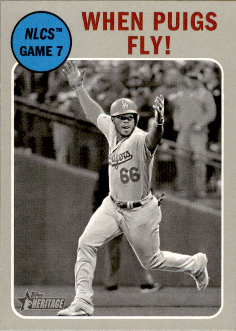 2019 Topps Heritage Baseball  #198 Yasiel Puig  Los Angeles Dodgers  V92508 Image 1