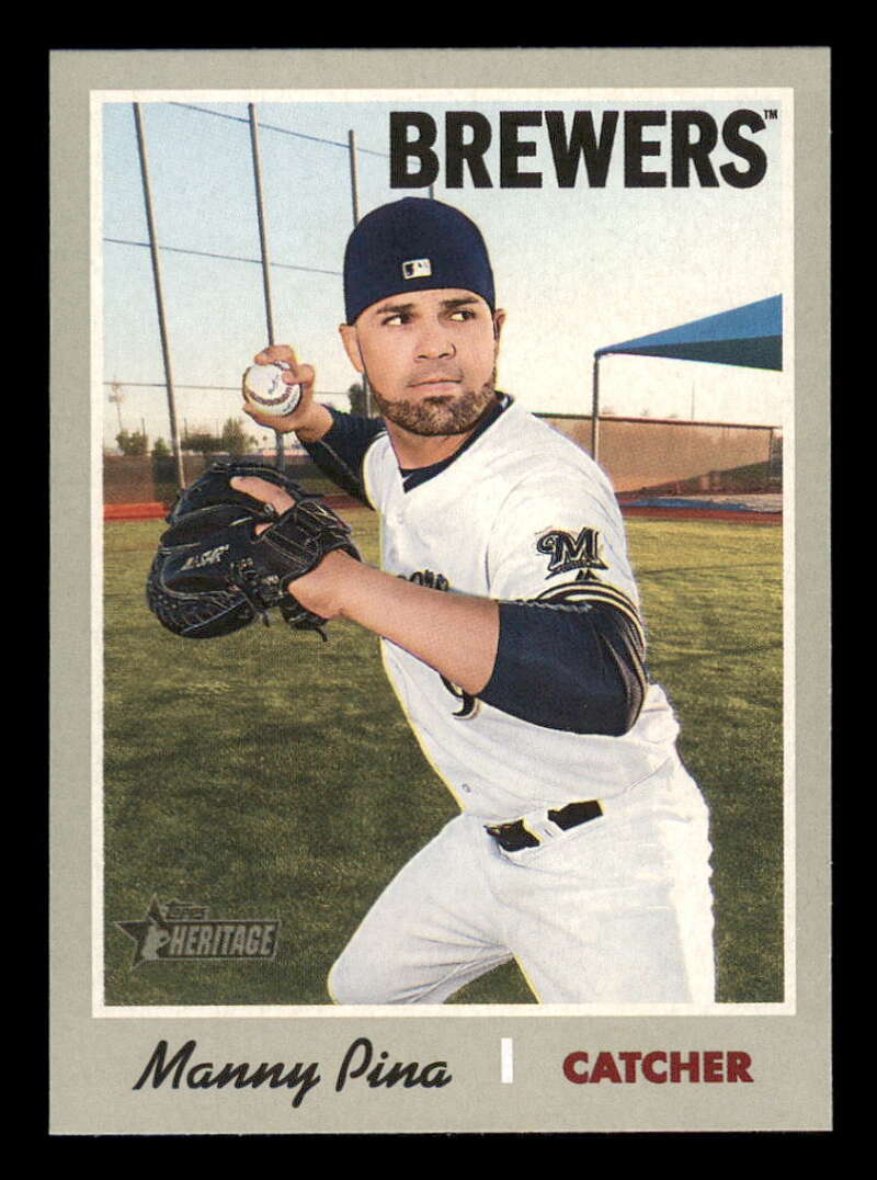 2019 Topps Heritage Baseball  #333 Manny Pina  Milwaukee Brewers  V92563 Image 1