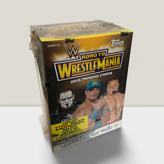 2015 Topps WWE Road to Wrestlemania Wrestling Box - Exclusive - 10 Packs + Relic + Sting