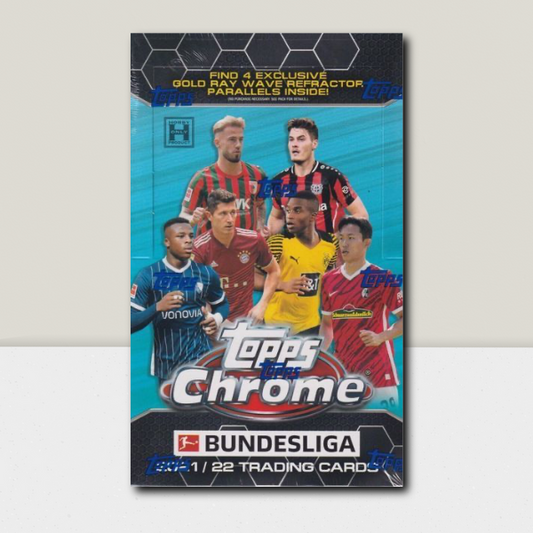 2021-22 Topps Chrome Bundesliga Soccer Factory Sealed Hobby Lite Box - 16 Packs