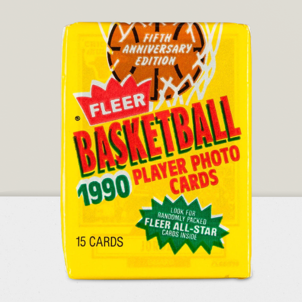 1990-91 Fleer Basketball Trading Card Wax Pack - Sealed from Box - 15 cards